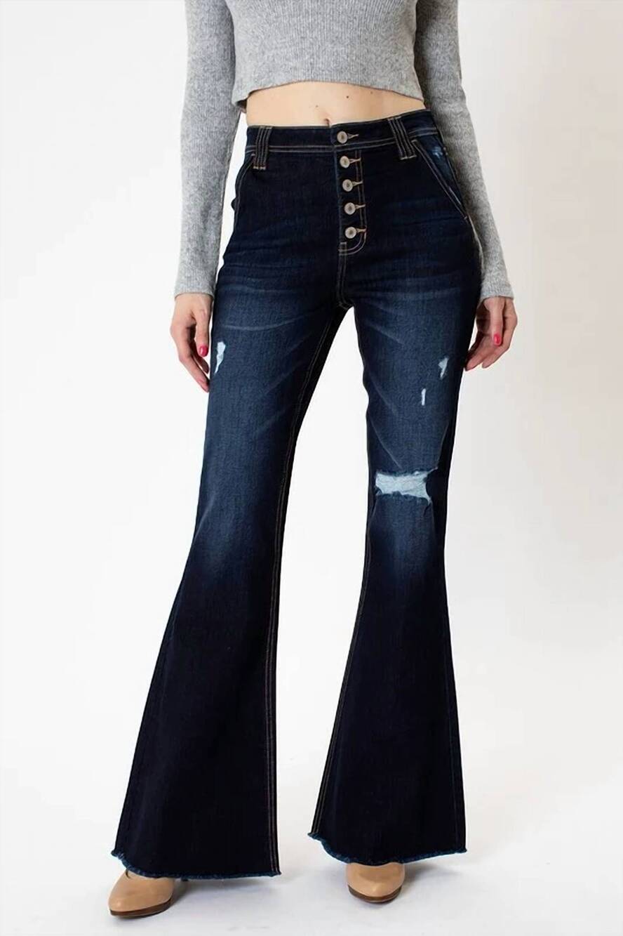 NEW KANCAN bellini high rise flare jeans in dark wash